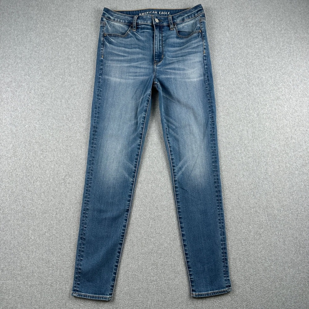 American Eagle Jeans Womens 10 Super Hi-Rise Jegging Blue Super Stretch Denim